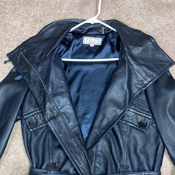 Pelle studio belted zip black leather jacket size med. - Picture 5 of 14